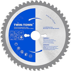 TWIN-TOWN Saw Blade 216 x 30 mm Z50 for Steel and Iron Metal, Circular Saw Blade 216 x 30 mm Ideal for Square Tubes, Angle Irons, Mild Steel Sheet, Pipes and Other Ferrous Metals