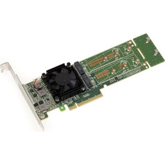 KALEA-INFORMATIQUE M2 PCIe 3.0 x8 Controller Card for 2 M.2 NVMe M Key SSDs. Chipset PLX PEX 8747-32GB per SSD, 64G in total. High and low profile.