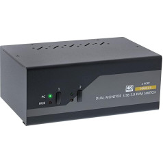 InLine 62652I KVM Desktop Switch, 2-Way, Dual Monitor, HDMI, 4K, USB 3.0, Audio