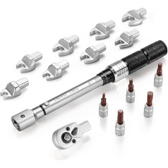 15-Piece 1/4 Inch Torque Wrench Set, 9 x 12 mm Insertion Spanner 5-30 Nm Torque Wrench with Hex Bits for Bicycle Repairs, Air Conditioning Repairs etc