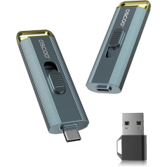 512GB Portable SSD - USB 3.2 Gen 2 External Solid State Drive, Up to 2100MB/s, Dual USB-C & USB-A Adapter, Retractable Design, Compatible with iPhone 15/16, Android, Mac & Windows