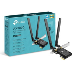 TP-Link AX3000 Dual-Band Wi-Fi 6 Bluetooth 5.2 PCIe Adapter with Dual Antennas, Specialized Heatsink, 1024-QAM, Ultra Low Latency, Intel® Wi-Fi 6 Chipset, Supports Windows 10/11 (64bit)