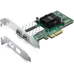 1000Mbps Gigabit Ethernet PCI Express NIC Network Card with Intel I350AM2 Chip Ethernet Server Converged Network Adapter I350-F2, PCIE 2.1 x4, Dual SFP Ports, Compare to Intel I350-F2