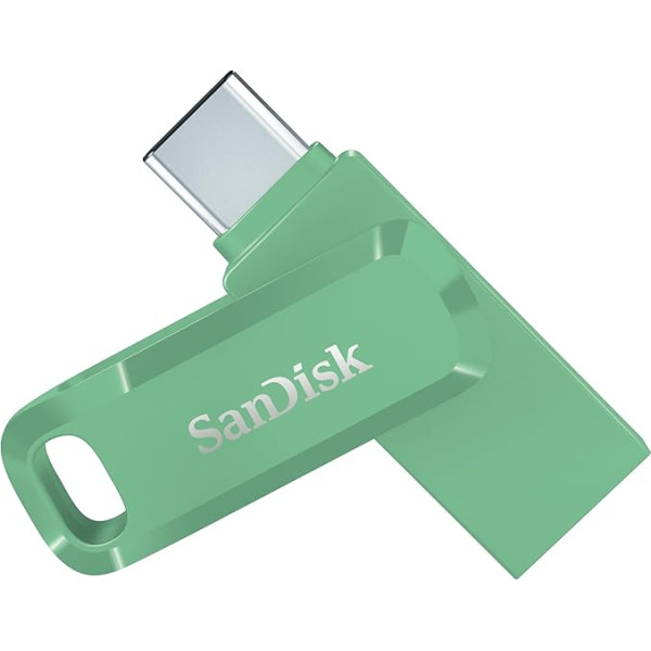 SanDisk Ultra Dual Drive Go USB Type-C Drive, 64 GB (Android Smartphone Storage Device, USB Type-C Port, 150 MB/s Read Speed, Can Be Used as Key Ring), Absinthe Green