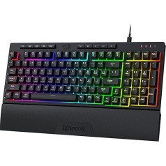 Redragon K515 Shiva RGB Membrane Gaming Keyboard, 98 Keys Mechanical Feel Keyboard with Linear Switch, On-Board Macro & Multimedia Keys, Removable Wrist Rest, Software Supported