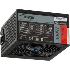 Set Akyga U4 350 W 80 Plus Bronze Certified Power Supply 350 W, 120 mm Quiet Fan Black