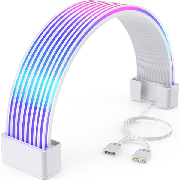 Sirlyr RGB PSU Cables LED Strips, ARGB PC Cable Cover Compatible Single 8 Pin Dual 8 Pin 12VHPWR GPU Power Supply Cables, 3-Pin SYNC for Computer Setup 8 Inches