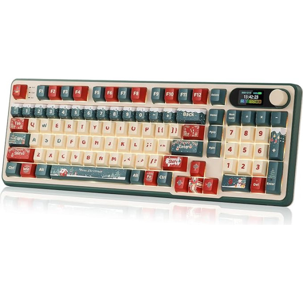RK ROYAL KLUDGE S98 Mechanical Gaming Keyboard Smart Display Rotary Knob, Mounted 96% RGB Wireless BT/2.4G/USB-C, Hot Swap, Software Support, Creamy Sound, 98 Keys, US QWERTY Layout