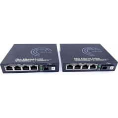 Elfcam - Gigabit Ethernet Fiber Media Converter 10/100/1000 Mbps including Mini-GBIC (SFP) (4 RJ45 Port *4 RJ45 Port)