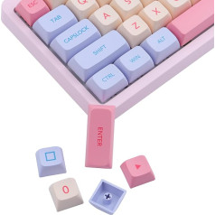 JakeTsai PBT Keycaps, XDA Profile 132 Keys Dye Sublimation Keycap Marshmallow Theme Keycaps ASIN Layout Compatible MX Switch Mechanical Keyboard