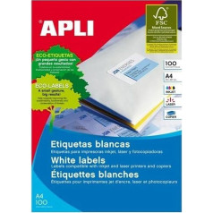 Apli 002698 - Box of 100 white labels for printer 210X297
