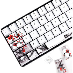 MOLGRIA Keycaps 71 Set for Mechanical Gaming Keyboard, Custom PBT OEM Profile Keycaps Japanese Style for Cherry MX 71/61, 60% Keyboard (Plum Blossom)