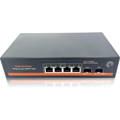 Elfcam® - 10Gbps PoE Switch Compatible with Cisco, with 2 x 10G SFP+ Ports and 4 x 2.5 PoE Gigabit Ethernet RJ45 Ports, Plug & Play Unmanaged (2 x 10Gb SFP+ Ports and 4 x 2.5G RJ45 PoE Ports)
