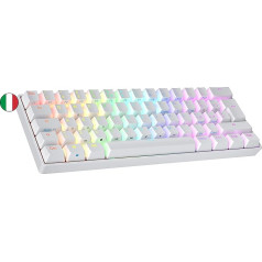 Ranked S60 Supernova Mechanical 60 Percent Keyboard, Hotswap Gaming Keyboard, 62 Programmable Keys with RGB Lighting, PC/Mac Gamer, Italian Layout (White, Gateron Optical Blue)
