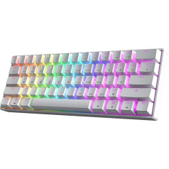 HK GAMING GK61 SE 60% Mechanical Gaming Keyboard, 61 Keys, Multi Colour RGB LED Backlit for PC/Mac Gamer, US Layout (White, Mechanical Red)