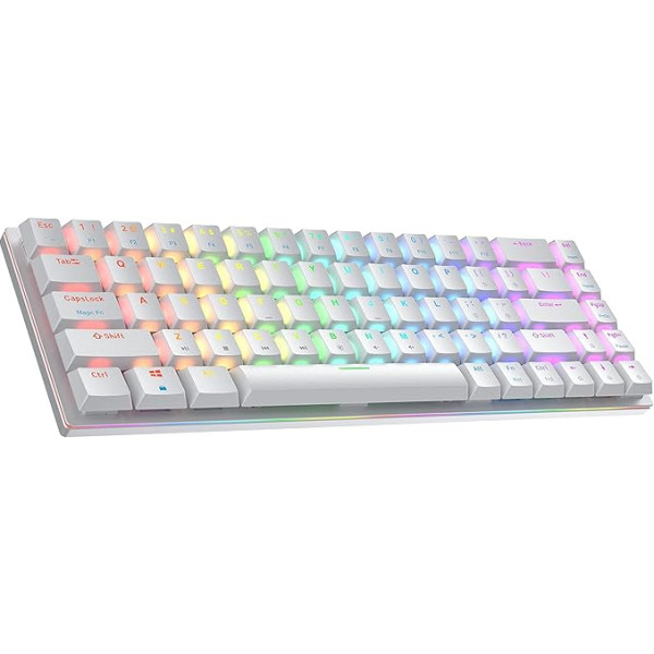 Ranked G65 Guardian 65% | Full Aluminium | Hot-Swap Mechanical Gaming Keyboard | 68 Keys RGB LED for PC/Mac | QWERTY ANSI US Layout (White, Gateron Low Profile Red)