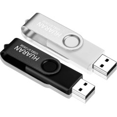 Pack of 2 USB Flash Drive 128 GB Memory Sticks USB 2.0 Memory Stick USB Flash Drive 360° Rotatable Design (Black, Silver)