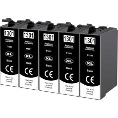 Yowell 5X T1301 Printer Cartridges Compatible with Epson T1301 13XL Black for Stylus SX525WD SX535WD SX620FW Office B42WD BX925FWD BX635FWD Workforce WF-3520DWF WF-7525 WF-7015