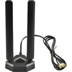 BOOBRIE WiFi 6E Tri-Band High-Gain WiFi Antenna Magnetic Base 2400-2500/5150-5850/5900-7125MHz with Dula1.5M RP-SMA Connector RG174 Cable for PCI-E Wireless Router Hotspot Network Range Extender Booster