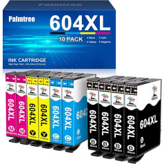 Palmtree 604 XL Cartridges Compatible with Epson 604 Cartridges for Epson XP 3200 Printer Cartridges Epson XP 4200 XP 2205 Cartridges for Epson XP-3205 XP-2200 XP-4205 Workforce WF-2930DWF (Pack of 10