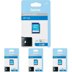 Hama Memory Card SD 2GB SD 2.0 Standard Class 4 Data Security Thanks to Mechanical Write Protection, Labelling Field, Pack of 4