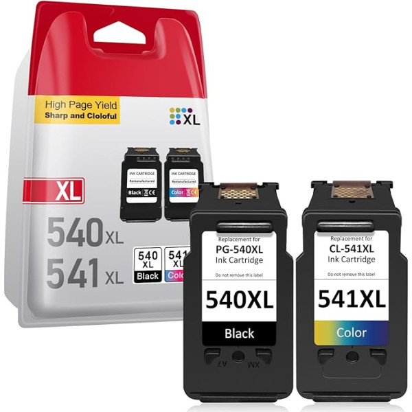 APEXCOLOR Printer Cartridges PG-540XL & CL-541XL Multipack (1x Black + 1x Colour) Ink Cartridges for Canon Pixma TS5150, MG3650s, MG3600, MG4250, MX475, MX375, MX535 - Replacement for Canon 540XL/541XL