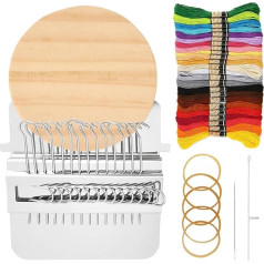 SIYINGSAERY Small Weaving Tool Darning Loom Small Speedweave Darning Loom with Round Wooden Plate Mini Loom for Stuffing Weaving Tool for Scarf Weaving Tool for Repair Sewing