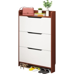 Teak Color Hidden Shoe Organizer Closet, Narrow Shoe Cabinet for Entryway, Closed Shoe Rack for Small Spaces, Simple and Modern Shoe Cabinet for Hallway Closet