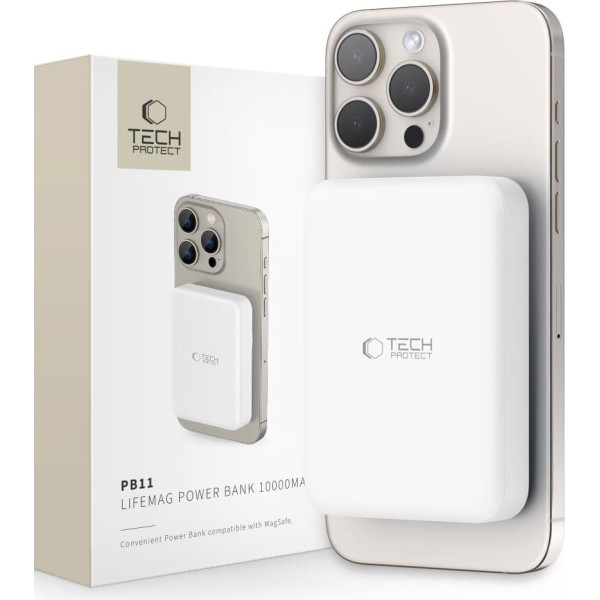 Tech-Protect LifeMag PB11 MagSafe 15W USB-C magnētiskā 10000mAh powerbank ar USB-C kabeli