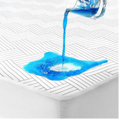 MEREZA Super King Waterproof Mattress Protector Ultra Cooling Bamboo Mattress Cover Hypoallergenic Deep 40cm Deep Skirt and Soft Quiet Rustle Free Cover