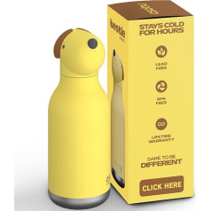 ASOBU Bestie Children's Drinking Bottle with Straw - Insulated Stainless Steel Bottle 420 ml with Dog Head - Leak-proof & BPA Free