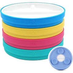 Elk and Friends White Porcelain Kids Plate with Silicone Suction Cups Divided Baby Kids Microwave Dishwasher Safe Non-Slip Snack Tableware Size 17cm
