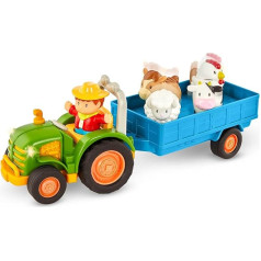 Battat Tractor Toy with Trailer, Farm Animals, Farmer, Light, Music, Tractor and Animal Sounds - Farm Toy, Educational Toy for Children from 18 Months