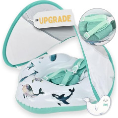 EDWEKIN Baby Swim Ring 2025 | TÜV-Approved Premium Swimming Aid with UPF 50+ Sun Canopy & Hand-Painted Motifs | For 6-36 Months | Safe, Comfortable & Stylish - Ideal Baby & Children's Float