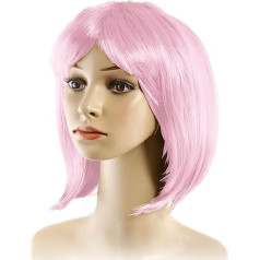 Bob Wig for Party Cosplay Carnival Halloween Multipack cond.5700 (Pink, 6 Pieces)