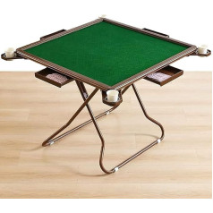 Folding Mahjong Table, Square Multifunction Game Table with Cup Holders and Chip Trays, Portable Board Game Domino Table for Mahjong, Poker and Blackjack