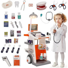 Siairo Children's Doctor's Case, 26-Piece Doctor Toy Set, Dentist Toy with Lights, Eye Chart, Thermometer, Stethoscope, Role Play for Children