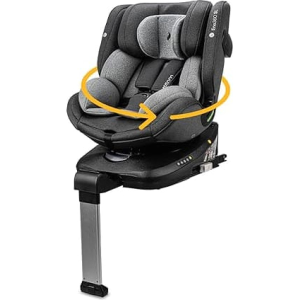 Osann Eno360 SL - 360° Rotating Child Seat for Maximum Safety: Reboard up to 4 Years, Grows with Your Child (40-150 cm), Isofix with Base, Extra Protection & Comfort - Dark Grey Melange