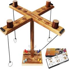 Ring Toss Ring Toss Game for Adults, Hooks Ring Toss Game 4 Players Interactive Ring Toss Game with Scoreboard, Fast Interactive Game for Home Party