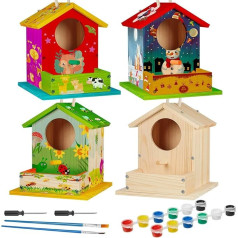 Liliful Vogelhaus-Set aus Holz, zum Selbermachen, mit Farbe und Pinseln, Kunst und Handwerk, Malsets für Jungen, Mädchen, Erwachsene, zum Bauen von Farbe, Klassenzimmer, Geburtstag, Innen- und