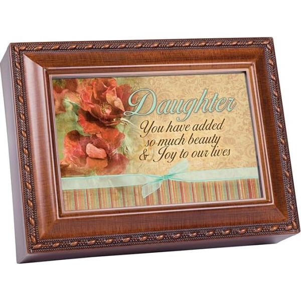 Cottage Garden Daughter Wood Grain Music Box/Jewelry Box Plays Wonderful World