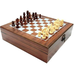 4-in-1 Game Set: Chess, Poker, Dice & Dominoes, Modern Board Game Collection for Family Entertainment (B)