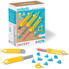 Makedo Invent | Cardboard Upcycling Tool Box (360 Pieces) | STEM and STEAM Learning Toys for Home and School | Reusable Tool for Boys and Girls from 5 Years