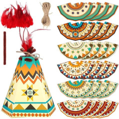 24 Pieces Native American Teepee Craft Kit Tent Decoration Craft Kit Tea Pee DIY Crafts Holiday Fun Home School Culture Celebration Activities Products