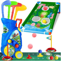 MIAOKE Golf-Set mit Multifunktionswagen, komplettes Golf-Set enthält 4 Golfschläger, 6 Bälle und 2 Übungslöcher, pädagogisches Outdoor/Indoor für Geburtstage oder Weihnachten