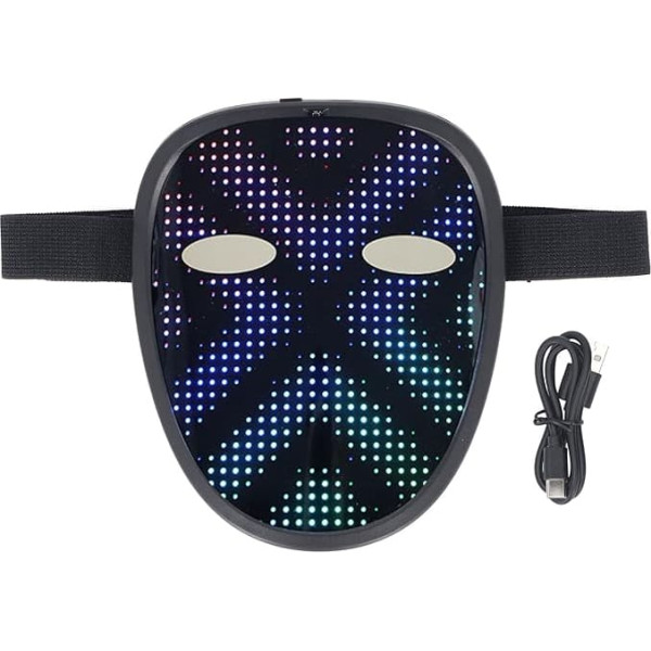 LED Face Cover Costume 28 x 32 30 Pictures 40 Animations Luminous Face Transforming Cover with Gesture Detection USB Type-C Charging for Cosplay and