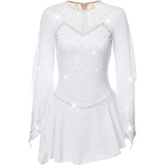 Figure Skating Competition Clothing Girls Ice Skating Performance Skirt Rhinestones Roller Skate Training Costumes Long Sleeve Ballet Dance Outfit
