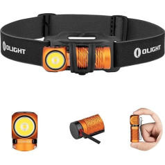 OLIGHT Perun 2 Mini LED Headlamp, 1100 Lumens, 150 Metres, USB Rechargeable EDC Torch with Red Light, 5 Light Modes, Waterproof Head Lamp with Headband for Camping, Running, Emergencies, Orange