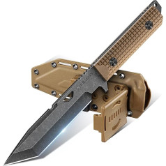 Dragon Creek Outdoor Knife Fixed Blade - Includes Sheath - Ideal Outdoor Hunting Knife Made of 440 Steel, Premium Survival Knife for Camping, Hiking, Bushcraft, Men's Gift (Khaki)