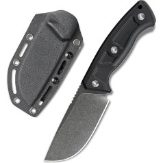 Fixed Outdoor Knife Hunting Knife Made of G10 Handle 14C28N Steel Blade for Men EDC Camping Survival (Black Stone Wash + Black Handle)